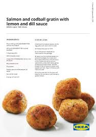 Salmon And Codball Gratin With Lemon And Dill Sauce Scandinavian Food Ikea Meatball Recipe Food
