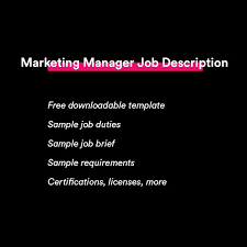 Proven ability to identify opportunities and deliver effective strategies to generate results. Marketing Manager Job Description 2021 Algrim Co