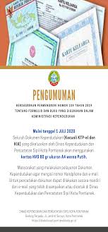 Mulai Tanggal 1 Juli 2020 Dokumen Kependudukan Menggunaan Kertas Hvs 80gr Berwarna Putih