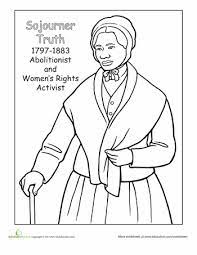 Sojourner Truth Coloring Page Worksheet Education Com Black History Month Crafts Black History Month Activities Sojourner Truth