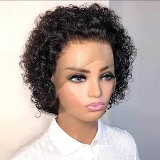 Pixie Cut Wig Short Curly Human Hair Wigs 13X1 Transparent Lace Wig Fo