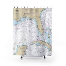 Gulf Of Mexico Nautical Chart Shower Curtains Chart Mugs