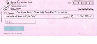 Printed Cheque Of Andhra Bank India Printing Software Bank Of Baroda Finance Bank