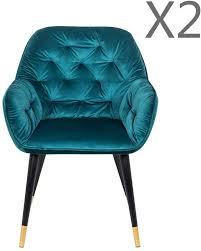 Blue leather dining room chairs. Buy Lanny Set Of 2 Peacock Blue Velvet Dining Room Armchairs T885 Upholstered Fabric Living Room High Back Armrest Chair For Kitchen Restaurant Events Home Furniture Leisure Sofa Chair Online Shop
