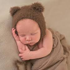 Soft Fuzzy Brown Bear Hand Knit Bear Hat Baby Boy Hats Bear Hat Crochet Newborn Hat