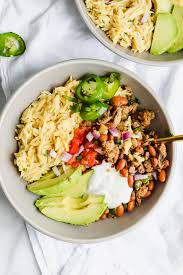 Turkey meatballs with linguine & fresh tomato sauce. Loaded Turkey Taco Bowls