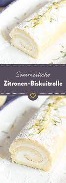 Zitronen Biskuitrolle Mit Suss Saurer Creme Rezept Kuchen Zitronen Biskuitrolle Kuchen Und Torten Rezepte