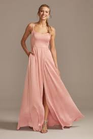 Radiate Glamour In This Clean Lined Crepe Back Satin Bridesmaid Dress Wit In 2020 Spaghetti Strap Bridesmaids Dresses Bridesmaid Dress Styles Satin Bridesmaid Dresses