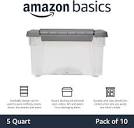 Amazon.com: Amazon Basics 5 Quart Stackable Plastic Storage Bins ...