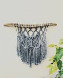 Bohemian macrame wall hanging diy pinterest crafts. Blue Denim Dyed Macrame Wall Hanging By Macrame Adventure Macrame Diy Textiles Projects Macrame Wall Hanging