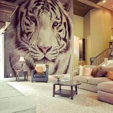 White Tiger Wall Mural Viral Gadgets Wall Murals Mural Relaxing Living Room