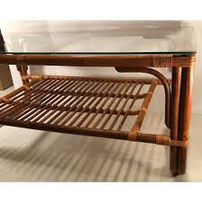 Rattan coffee tables many designs are available for all types of rattan coffee table sizes, designs and patters are available at decon designs at damansara perdana for more details or visit. 20th Century Safari Bamboo And Rattan Coffee Table With Glass Top Chairish