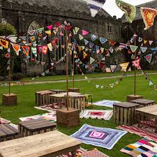 H275 x diameter 6.5cm full height once fixed into ground: Wooden Pole For Bunting Festoon