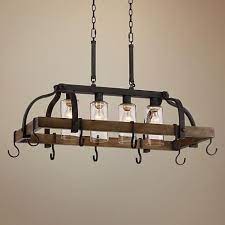 Eldrige 36 1 2 Wide 4 Light Bronze Pot Rack Chandelier 1g905 Lamps Plus Kitchen Island Pot Rack Pot Rack Hanging Rustic Pot Racks