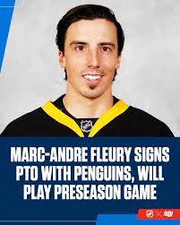 The Penguins have signed Marc-Andre Fleury to a professional tryout  contract 🥹 He will join the team for practice