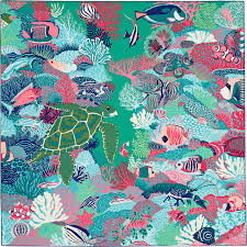 La Maison Des Carres Hermes Under The Waves Hermes Scarf Silk Accessories Silk Twill Scarf