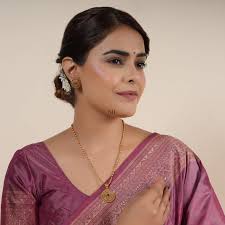 Gold Finish Floral Ruby Stone Pendant & Chain set