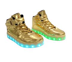 Galaxy Led Shoes Light Up Usb Charging High Top Lace Strap Kids Sneakers Gold Glossy Galaxy Led Shoes