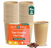Amazon.com: ECO SOUL 25 Pack 16 oz Disposable Coffee Cups ...