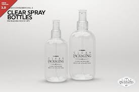 Clear Spray Bottles Packaging Mockup Business Card Logo Label Shapes Bottle Packaging