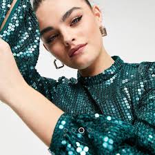 Whistles DENA green sequin dress size UK8 but fits a...