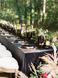 A table can instantly transform its looks when it is beautified with the right kind of wedding table decor items. Chic And Moody Wedding Inspiration With A Black Lace Gown Ruffled