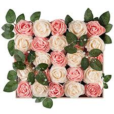 Using fake flowers for weddings. Meiliy 40pcs Artificial Flowers Cream Blush Pink Roses Real Looking Foam Roses Bulk W Stem For Diy Wedding Bouquets Boutonnieres Corsages Centerpieces Wreath Supplies Cake Decorations Buy Online In Bahamas At Bahamas Desertcart Com Productid