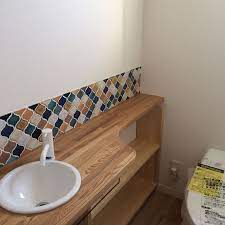 bathroom トイレの洗面台 トイレ コラベル 名古屋モザイクのインテリア実例 2017 05 08 10 32 49 roomclip ルームクリップ 名古屋 モザイク 模様替え インテリア
