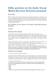 They see education as a device for role allocation , education 'sifts and sorts' according to ability, those most able will gain highest qualifications and in turn go to most important and highly rewarded positions in the workplace. Easl Position Paper On The Audio Visual Media Services Directive Proposal Easl The Home Of Hepatology
