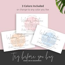 Find printable hand washing instructions here and you can print out. Watercolor Care Instructions Card Editable Template Printable Corjl