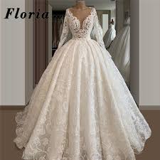 Top qualität zu unschlagbar günstigen preisen. Vestido De Noiva Wunderschone Stickerei Hochzeit Kleider V Ausschnitt Lange Braut Kleid 2020 Neue Backless Perlen Dubai Arabisch Brautkleider