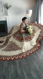 Real Tapa Wedding Dress With Tongan Artwork Designed By Lua S Island Fashion Polynesian Dress Island Wedding Dresses Polynesian Wedding
