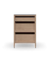 Set of 3 kraftmaid kitchen greyloft maple doors for 27x42 wall cabinet. Radix Base Kitchen Cabinet 3 Drawers 27 In White Oak Bronze Coquo