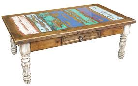 Free delivery and returns on ebay plus items for plus members. Painted Wood Coffee Table With White Washed Turned Legs And Multi Color Top