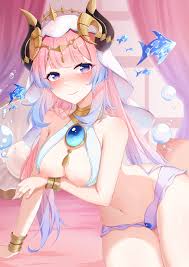 mengxin huazha genshin impact nilou sangonomiya kokomi breasts cosplay  horns nipples no bra | #1021370 | yande.re