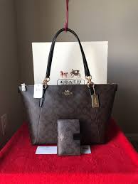 Black And Brown Coach Purse Coach F58318 Signature Ava Tote Crossgrain Leather Handbag Black Brown And Matching Wallet Brand New With Tags Approxima Black Leather Handbags Coach Tote