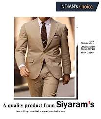 My's men's 3 piece slim fit suit set, 2 button blazer jacket vest pants with tie, solid wedding dress tux and trousers. Buy Siyaram S Special Men S Dazzle Star Collection Super Blend 80 20 Fmq Suit Length 3 25 M Light Brown Features Price Reviews Online In India Justdial