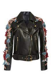 Embellished Leather Jacket Moda Operandi Embellished Jacket Embroidered Leather Jacket Leather Jackets Women