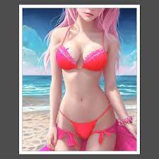 8x10 Art Print Belle Delphine A Woman With Pink Hair In A Bikini On The B  D13875 | eBay