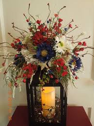 16 Quot Summer Red White Blue Lantern Floral Swag Arrangement 4th Of July Decorations Christmas Lanterns July Crafts