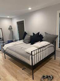 The ikea hack bed bridge bookcase is a bridge bookcase made from ikea cabinets that takes the place of nightstands and. Queen Leirvik Bed Frame Into A Daybed Hack Ikeahacks
