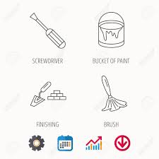 Spatula Screwdriver And Paint Brush Icons Brush Linear Sign