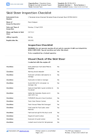Skid Steer Inspection Checklist Form Free And Editable