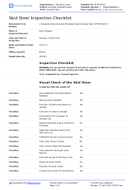 skid steer inspection checklist form free and editable