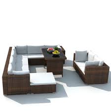 7 garten rattan sitzgruppen für mehr. 10 Tlg Garten Lounge Set Mit Auflagen Poly Rattan Braun