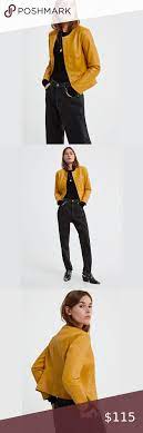 Sold Zara Faux Leather Jacket With Ruffled Hem Zara Leather Jacket Mustard Leather Jacket Faux Leather Jackets