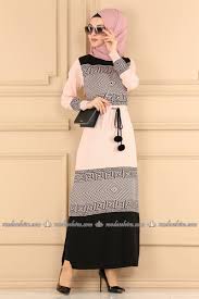 Beli Bagcikli Triko Tesettur Elbise 8201kl398 Pudra Siyah Moda Selvim Moda Stilleri Triko Moda