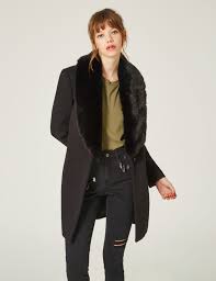 Manteau Col Fausse Fourrure Noir Jennyfer