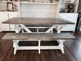 Two Tone Weathered Gray X Farmhouse Table And Benches Ana White White Farmhouse Table Grey Farmhouse Table Farmhouse Table