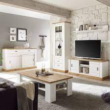 Naturholz, helle farben, spritzige kontraste: Wohnzimmer Set In Pinie Weiss Mit Wotan Eiche Osimo 61 Im Landhausstil